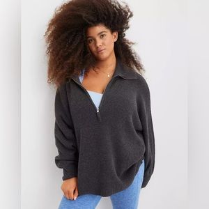 Aerie CozyUp Waffle Quarter Zip Sweater